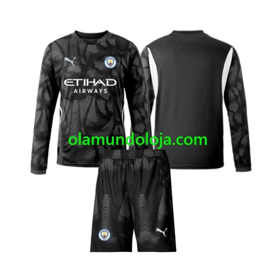 Camisola Manchester City Guarda-redes Criança Equipamento Quarto 2024-2025 Manga Comprida